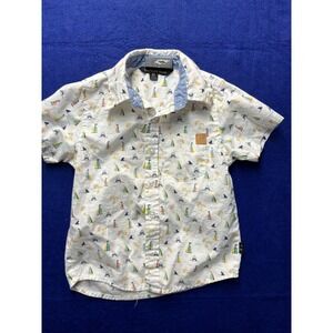 Nautical Toddler Boys American Hawk Button Down Shirt 3T White Sailboat Shark